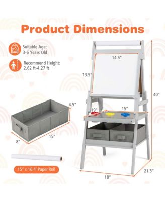 3-in-1 Art Easel for Kids with Magnetic Chalkboard & Whiteboard Paper Roll