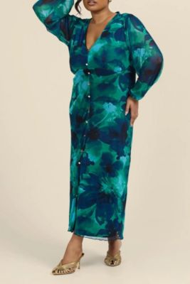 Women's Button Up Plisse Midi Dress