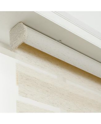 FauxLinen Zebra Shade, Cordless Free-Stop Zebra Blind with Dual Layer