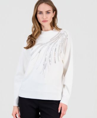 T Tahari - Women's Embellished Dolman-Sleeve Sweater