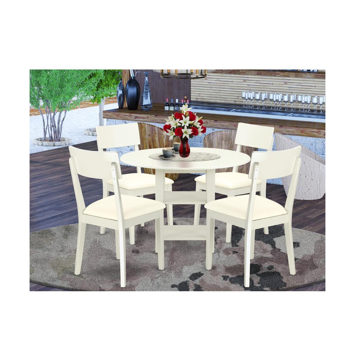 East West Furniture Dining Room Set Linen White