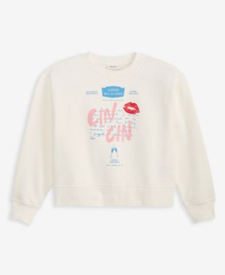 Women's Knit Long-Sleeve Cin Cin Kiss Graphic Sweatshirt, Macy's Exclusive