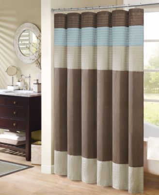 Amherst Faux Silk Pieced Pintuck Design Shower Curtain, 72" x 72"