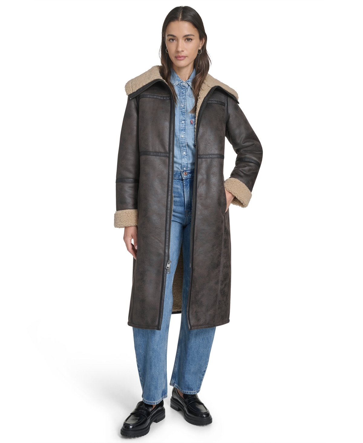 Levi's Women's Fx Shearling Funnel Coat In Multi