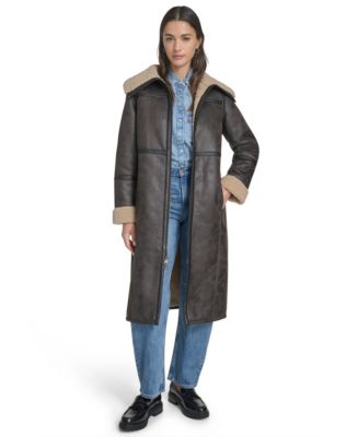 Levi's Women's FX Shearling Funnel Coat - Macy's