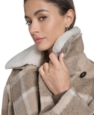 Women's Plaid Peacoat