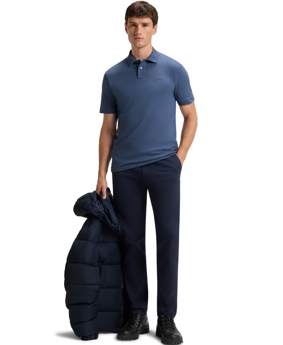 Hugo Boss Boss By  Men's Stretch-cotton Slim-fit Polo Shirt In Blue