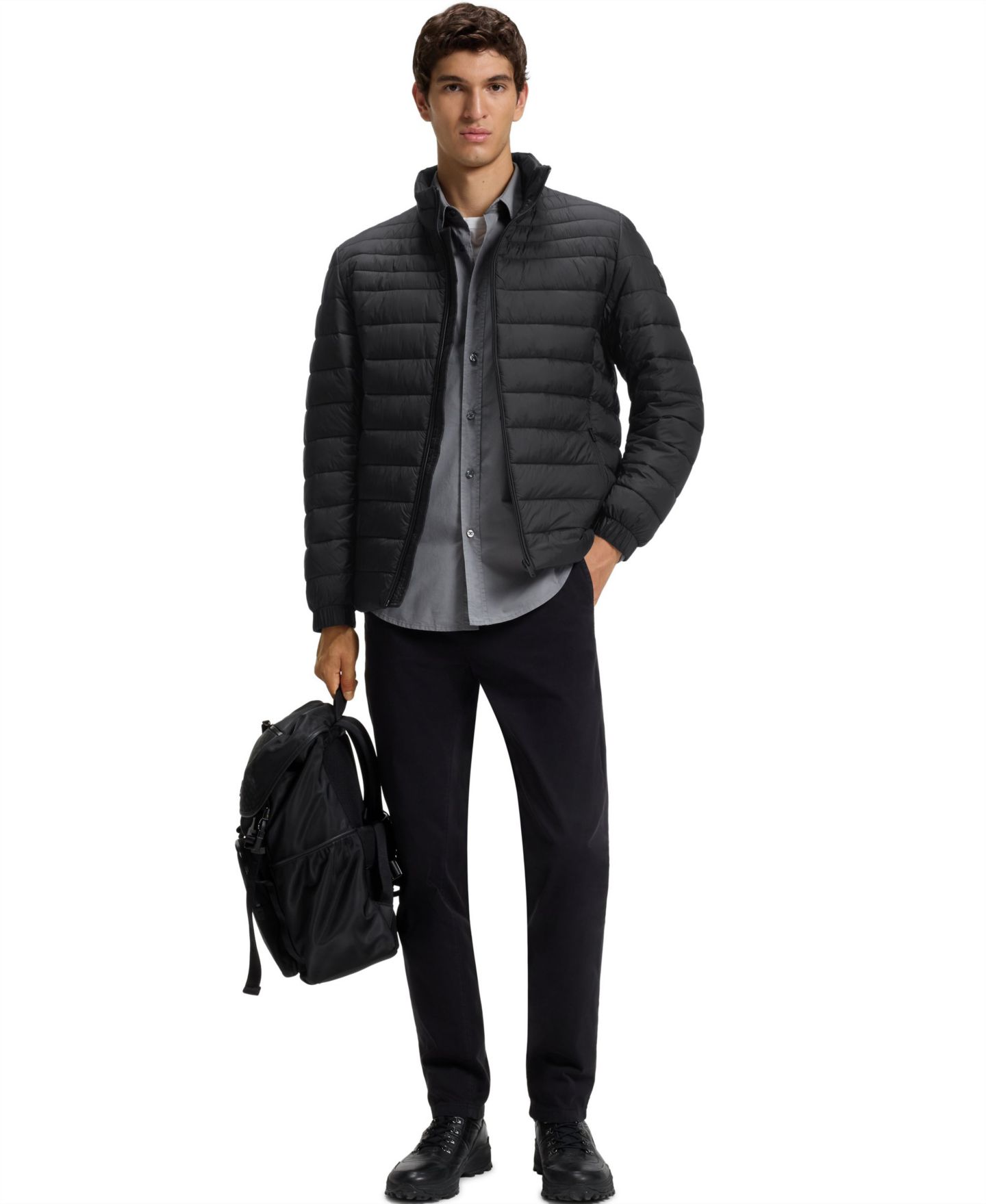 Мужская куртка Hugo Boss Packable Slim-Fit, цвет: Чёрный — фото 4