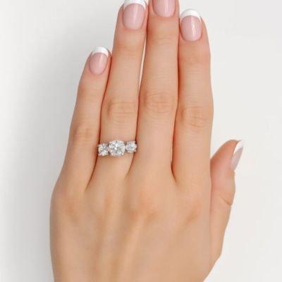 Three Stone Cubic Zirconia Ring for Women