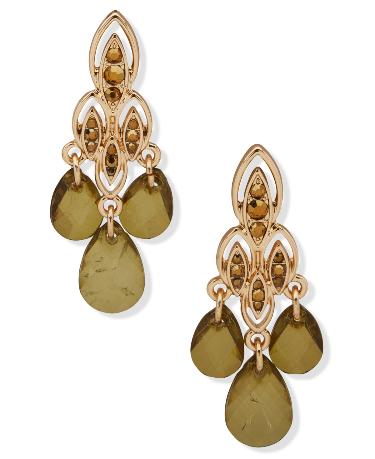 Lonna & Lilly Glass And Resin Stone Chandelier Earrings In Green