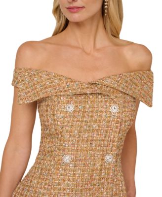 Women's Shawl Tweed Short Dress