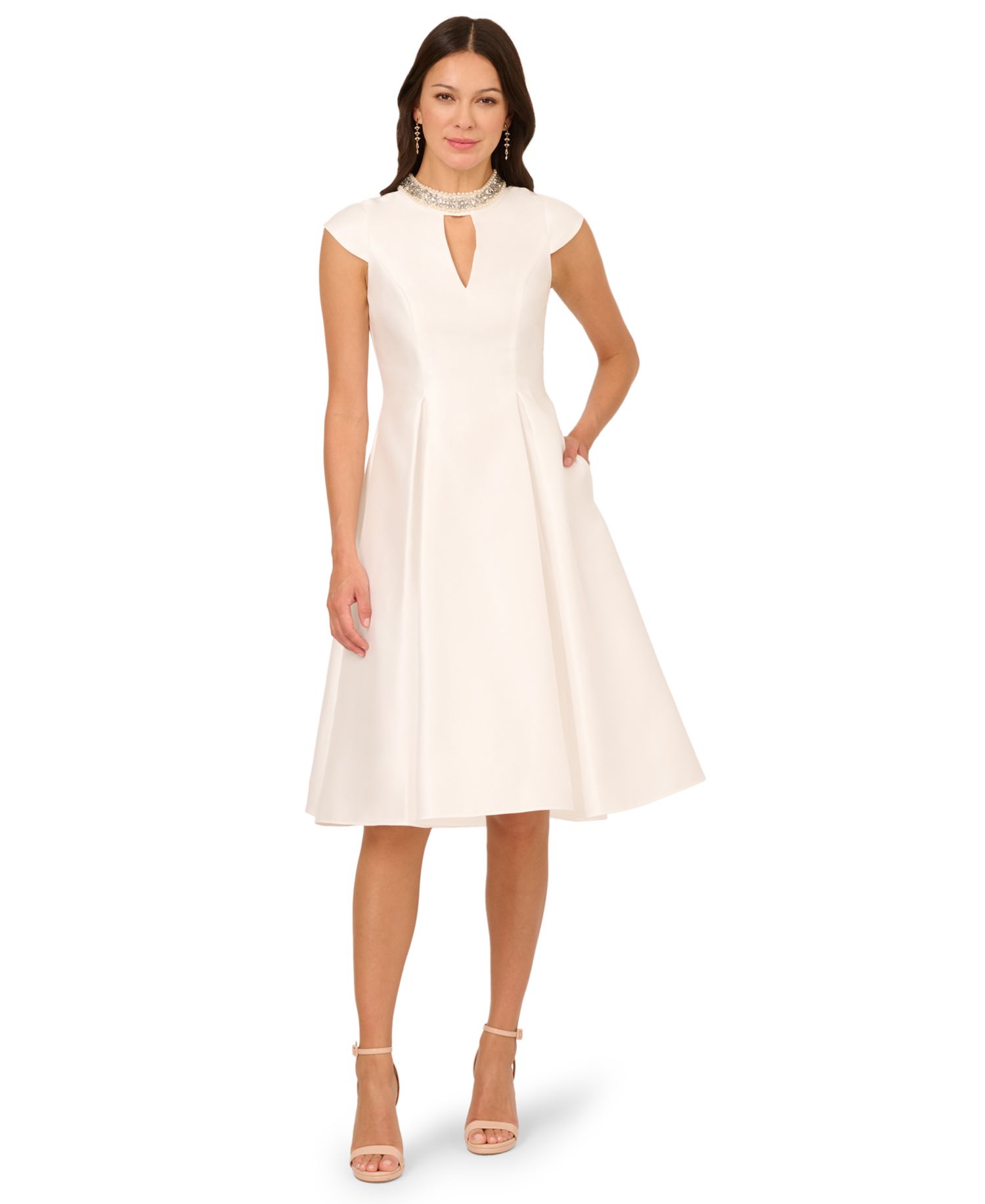 Women's Keyhole Mikado Midi Dress