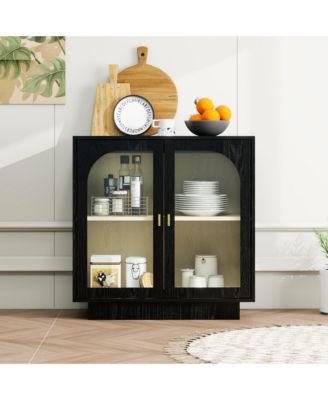 Storage Cabinet with Acrylic Door for Living Room 2 Door Storage Cabinet Sideboard Cabinet Entryway Cabinet, Black