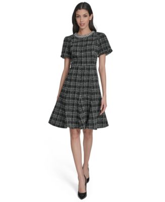 Eliza J Women's Crewneck Tweed Dress - Macy's