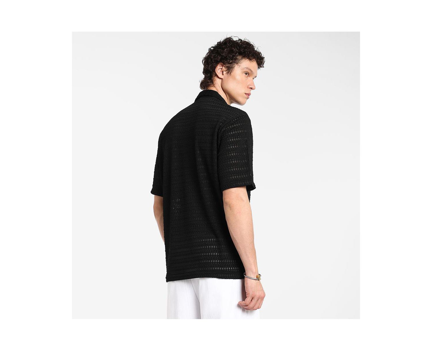 Men's Midnight Black Marquise-Knit Shirt