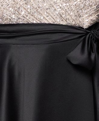 Plus Size Long Sleeve Sequin Ballgown Skirt Dress