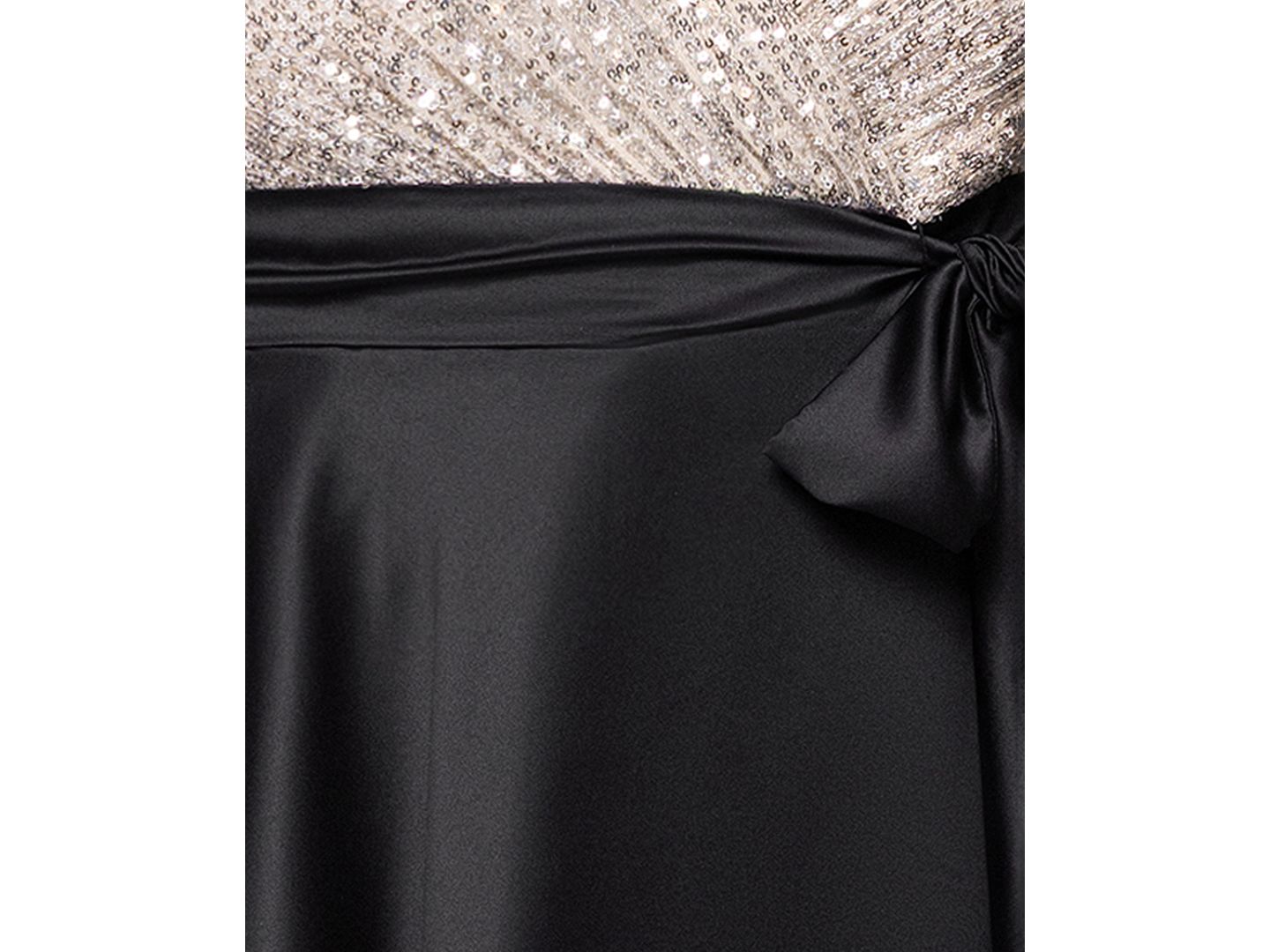 Женское платье XSCAPE Plus Size Long Sleeve Sequin Ballgown Skirt, цвет: Чёрный телесный серебряный — фото 4