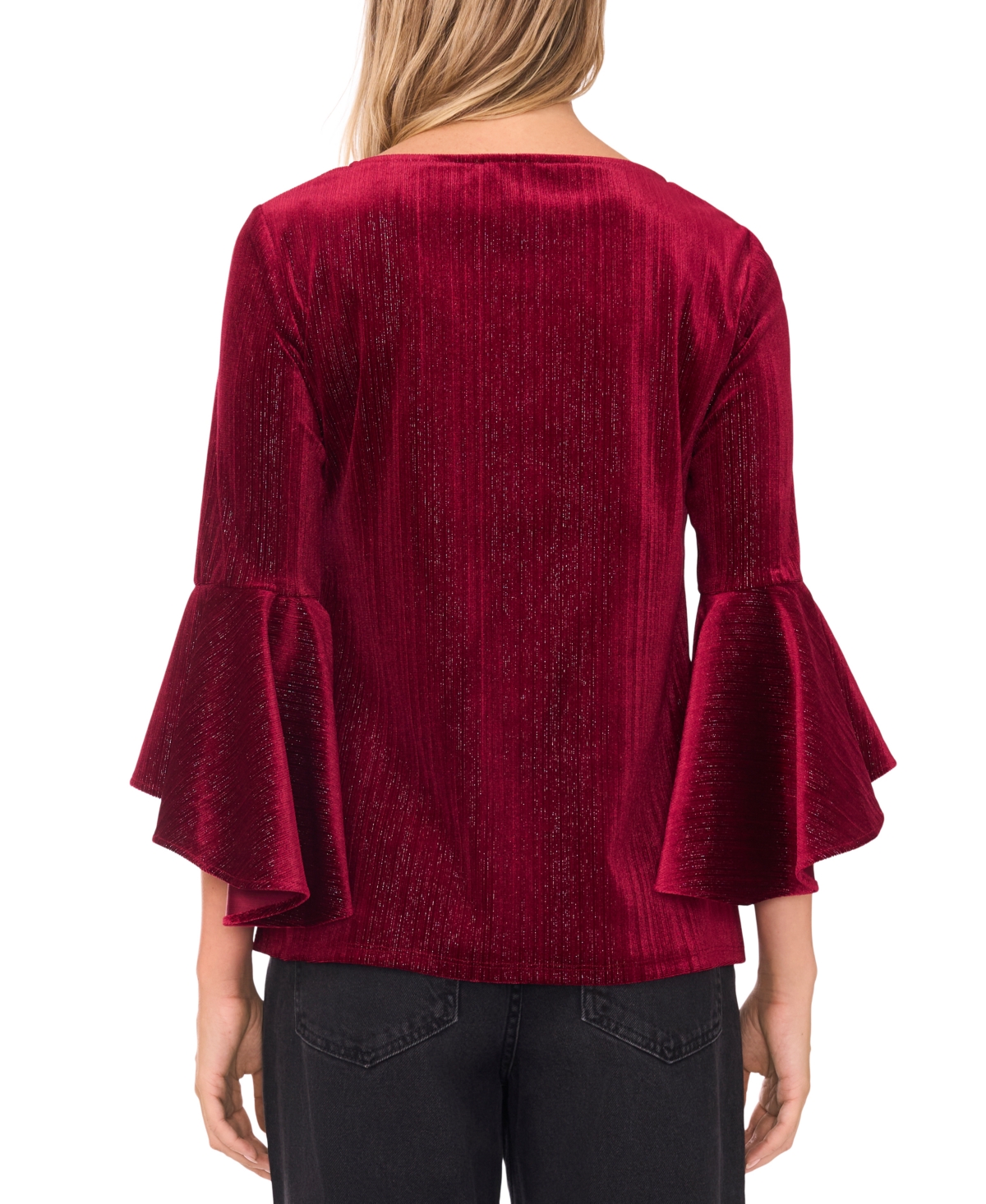 Sam & Jess Women's Bell Sleeve Crewneck Top In Red
