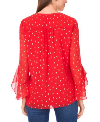 Women's Printed V-Neck 3/4-Sleeve Blouse