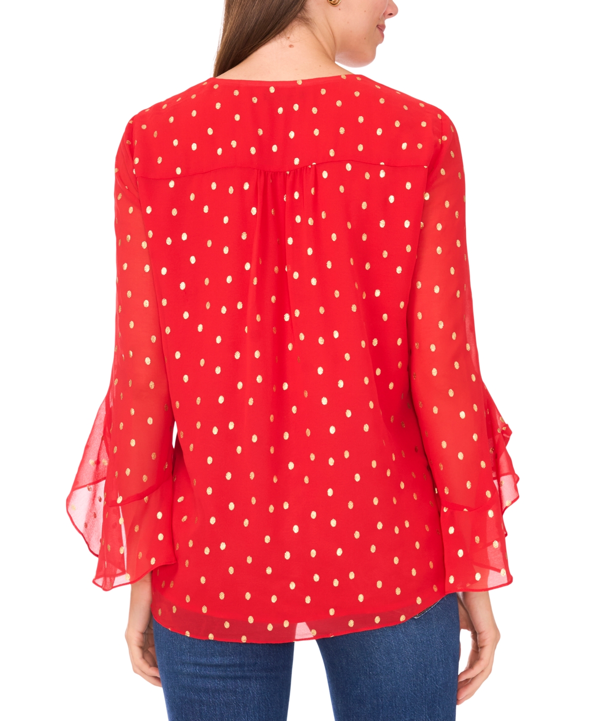 Sam & Jess Women's Printed V-neck Top In Red