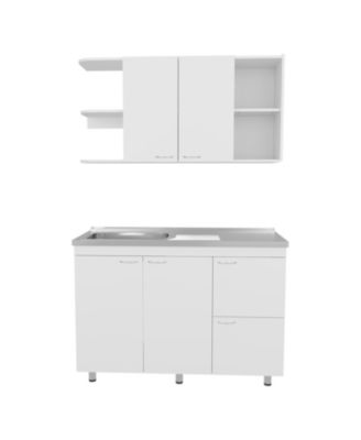 Desert Hills Multifunctional Kitchen Cabinet Set with Ample Storage,  White