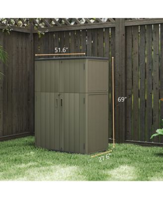 57Cu.ft Resin Outdoor Storage Shed with Floor, Waterproof Storage Cabinet for Garage, Garden, Pool & Bikes
