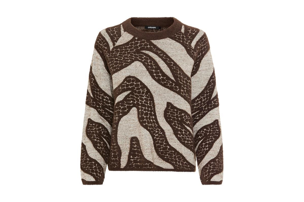 Olsen Abstract Modern Animal Feather Knit Pull-Over