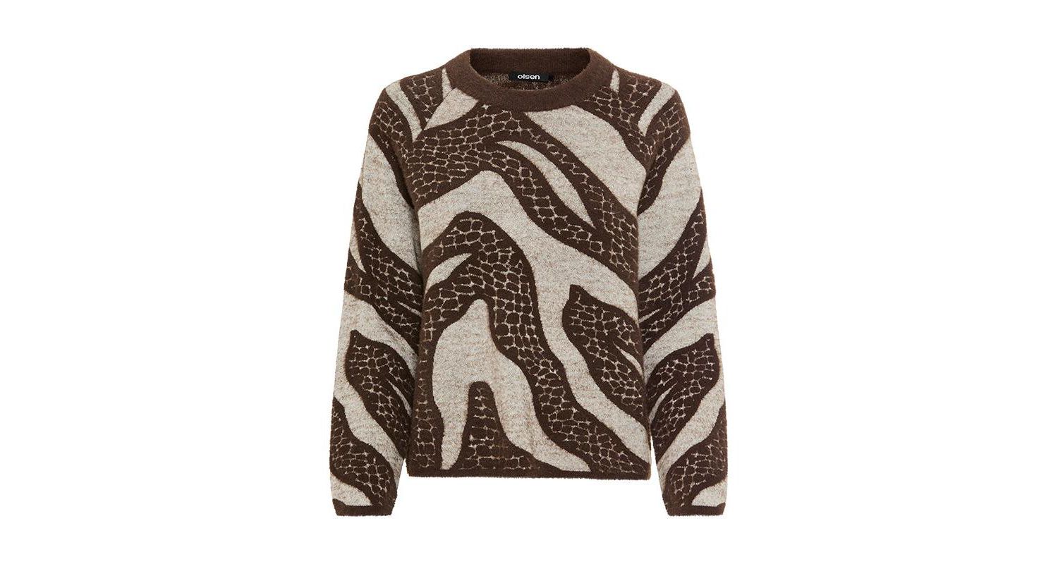 Abstract Modern Animal Feather Knit Pull-Over