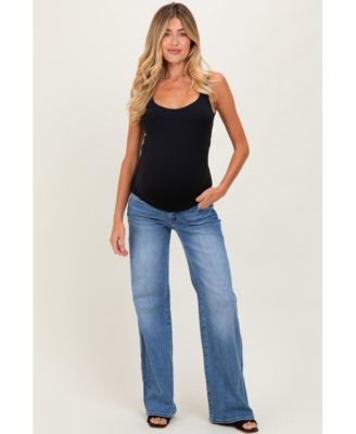 Maternity Medium Low Rise Wide Leg Jeans