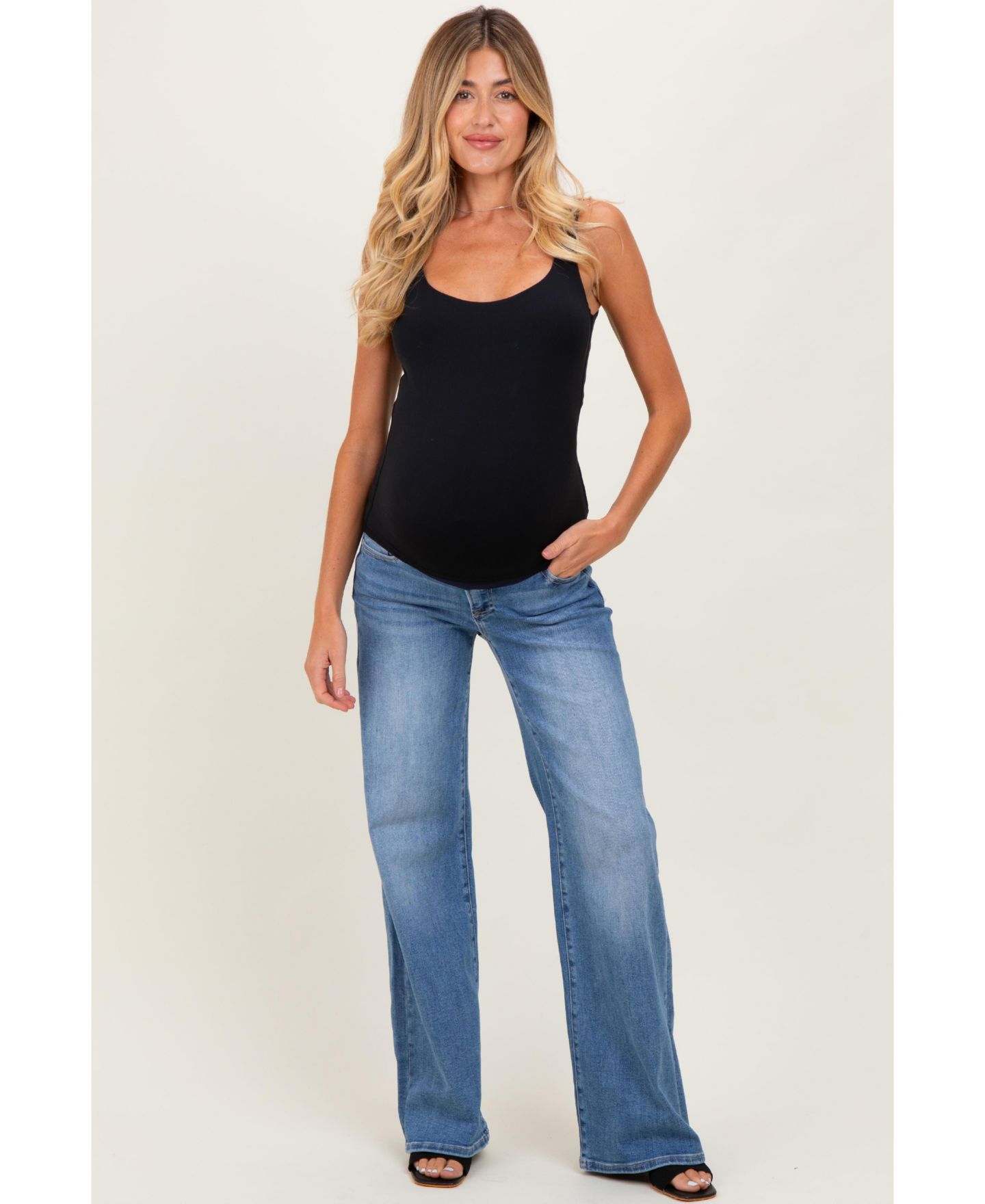 Женские джинсы Pinkblush Medium Low Rise Wide Leg, цвет: Синий — фото 6