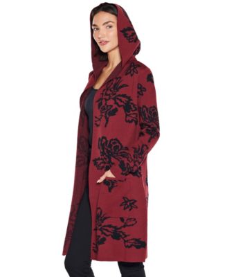  Women's Hooded Fall Botanicals Coatigan Sweater