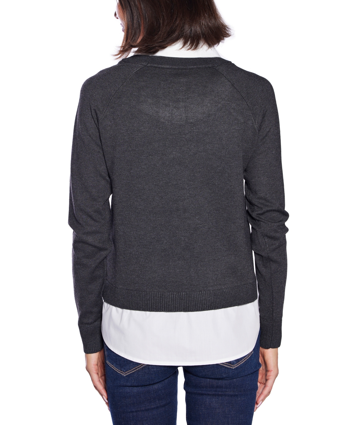 Belldini Women's Layered-Look Rivet-Trim Sweater