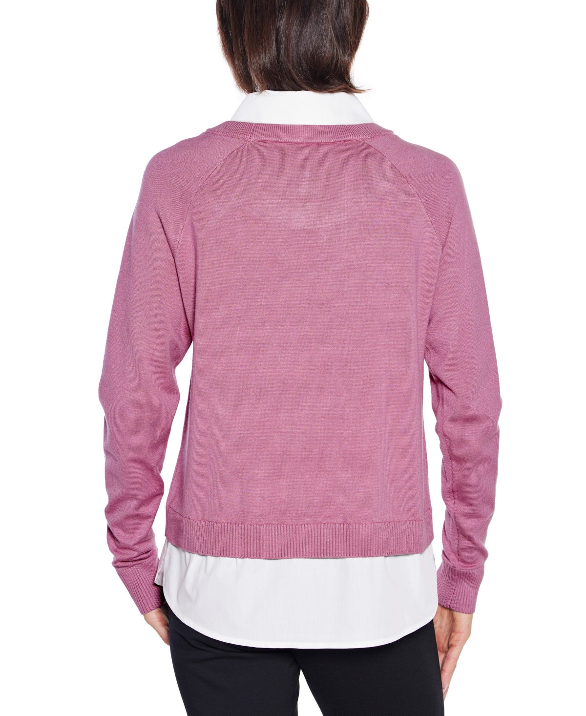 Belldini Women's Layered-look Rivet-trim Sweater In Pink
