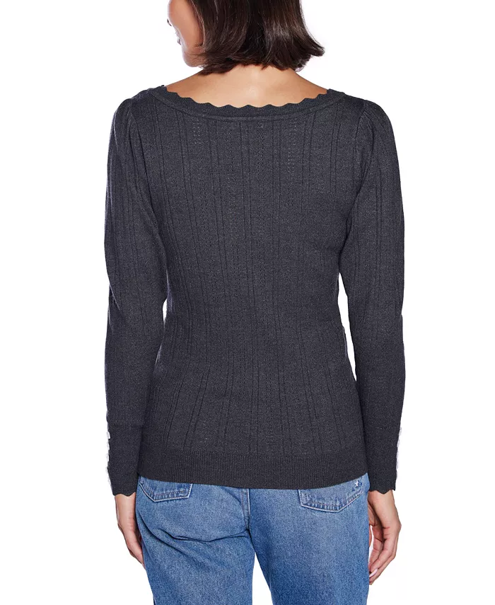 Women's Scalloped-Trim Boat Neck Sweater - thumbnail 6