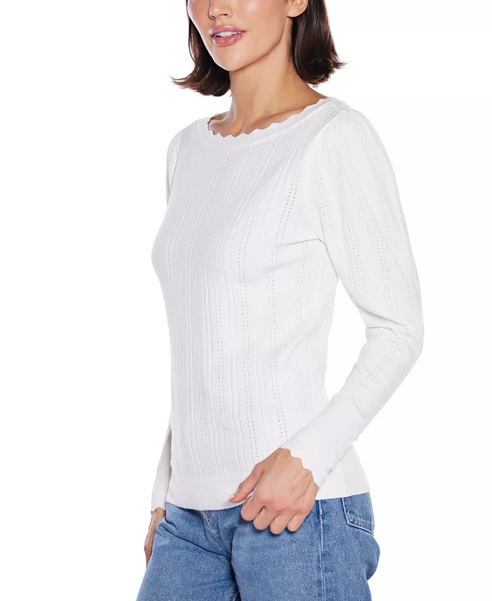 Women's Scalloped-Trim Boat Neck Sweater - thumbnail 2