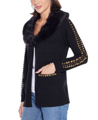 Women's Black Label  Embellished Collar Cardigan Sweater
