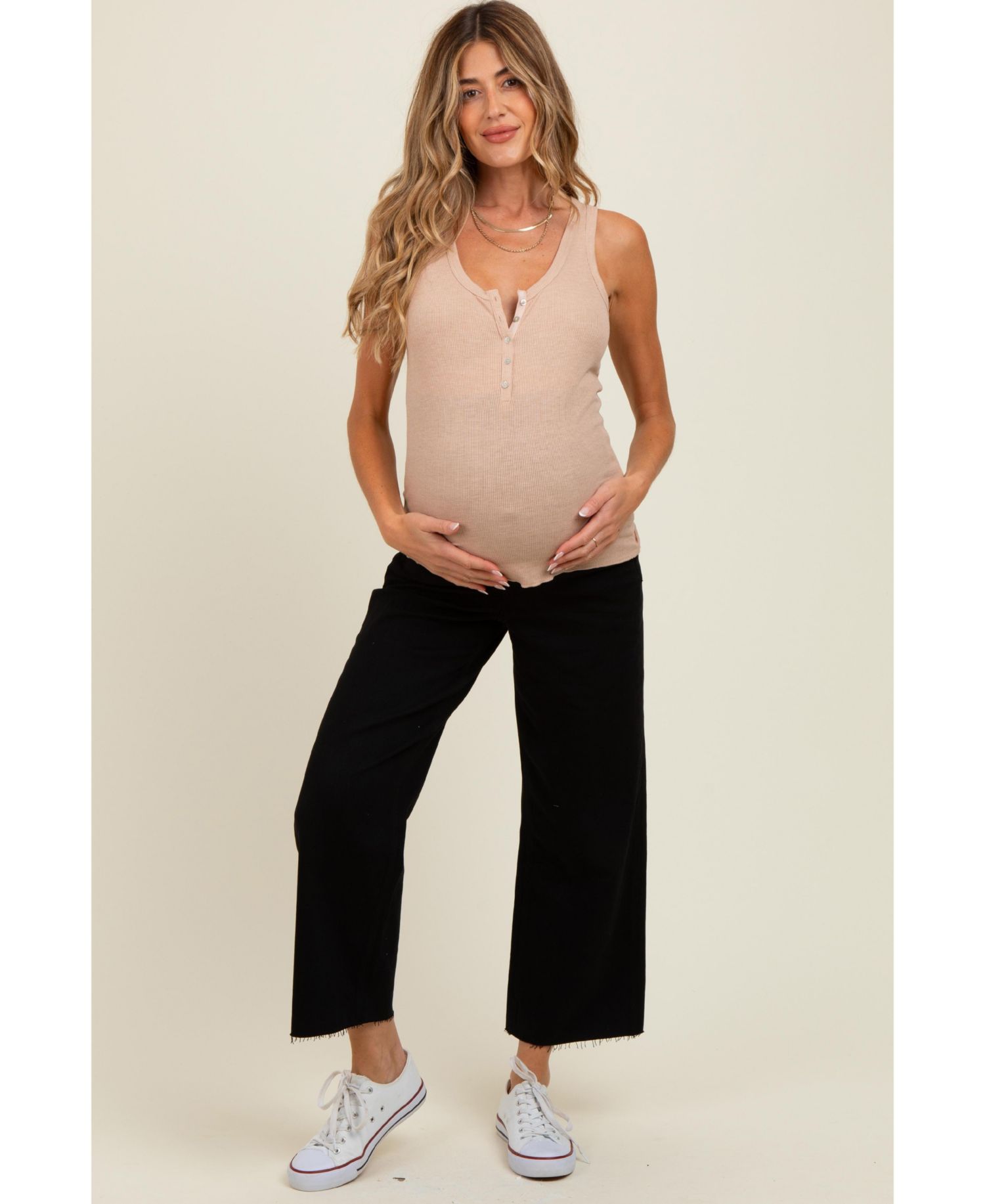 Women's Black Raw Hem Cropped Wide Leg Jeans