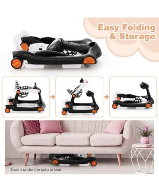 2-in-1 Baby Walker Foldable Activity Push Walker w/ Adjustable Height