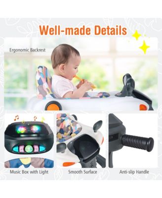 2-in-1 Baby Walker Foldable Activity Push Walker w/ Adjustable Height