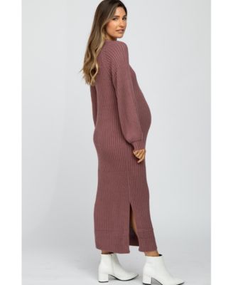 Maternity Side Slit Maxi Sweater Dress