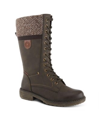 Yosemite Water-Resistant Winter Boots with Sweater Trim and Lace-Up Detail