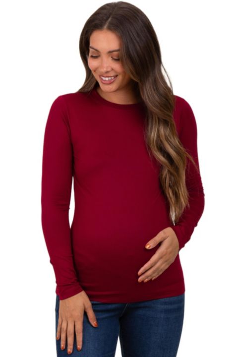 Женский топ Pinkblush Maternity Basic Long Sleeve, цвет: Бордовый