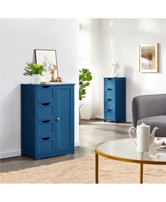 Wooden Bathroom Cabinet 32.5-Inch Height with 4 Drawers and Cupboard