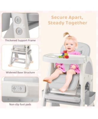 Convertible Baby Tall Chair 2-Tier Food Tray Feeding Chair for 18+ Month Olds