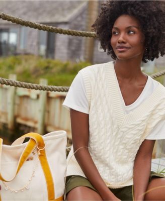 Women's Drifter Modern Cable V Neck Vest Sweater