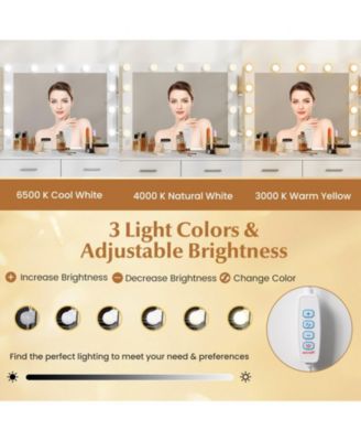 Makeup Table and Stool Set with Hair Dryer Stand