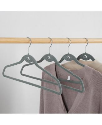 20PK Heavy Duty Velvet Hangers with Cascade Hook, 360 Degree Rotatable Hook Grey