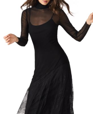 Women's Silas Mock Neck Mesh Midi Dress