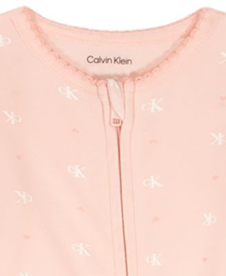 Calvin Klein Baby Girls' Printed Footed Coverall