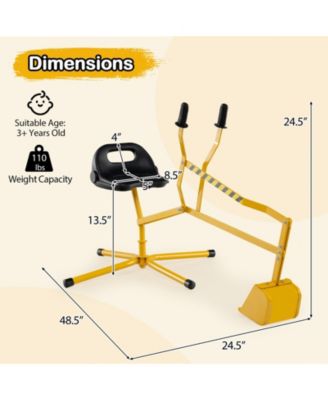 Kids Ride on Sand Digger w/ 360&deg; Rotatable Seat Flexible Shovel for Dirt Snow